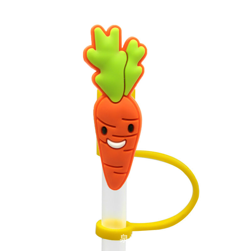 Wholesale 10pcs Plant Cartoon Straw Cap Silicone Dustproof Plug